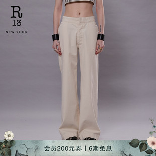 高腰寬松水手褲 R13 SAILOR 復(fù)古斜紋后系帶牛仔褲 2025春夏新品