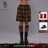 R13 明星同款 双面穿棉质格纹花卉短裙半身裙