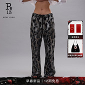R13 卫裤 2026早春新品 宽松柔软简约休闲街头风豹纹休闲裤