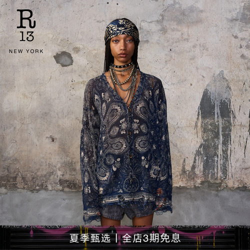 R13宽松男友风针织开衫