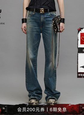 【品牌经典】R13 Jane 修身高腰长裤复古水洗显瘦微喇牛仔裤