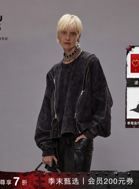 【季末甄选】R13 明星同款宽松圆领设计感双拉链卫衣