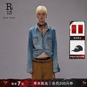复古水洗磨损做旧质感牛仔衬衫 R13 季 末甄选