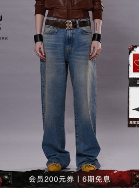 【明星同款】R13 D'ARCY LOOSE 水洗猫须阔腿牛仔裤