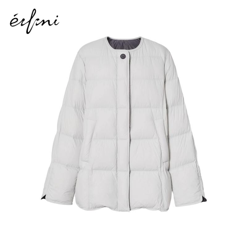 【蒋欣代言】伊芙丽新品宽松羽绒服撞色拼接防寒外套25冬新款上衣