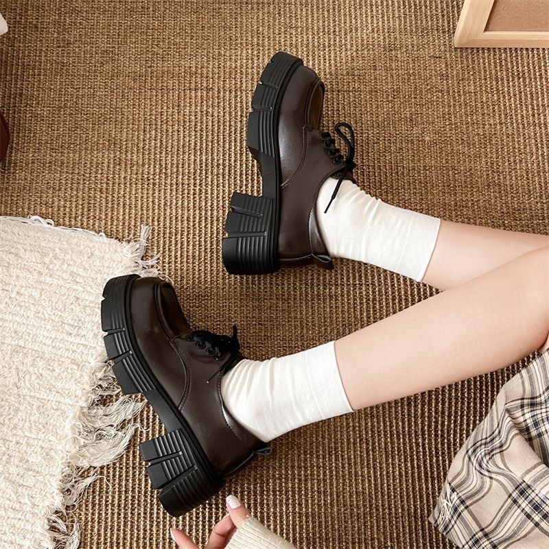 法式小皮鞋女厚底增高202