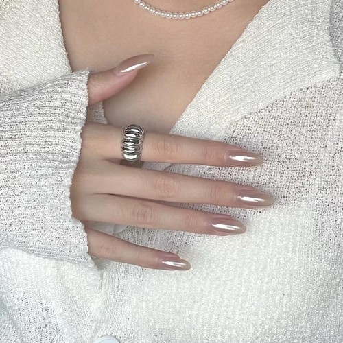 绝美纯手工海莉同款月光粉美甲穿戴甲女短款新年款2025夏天高级