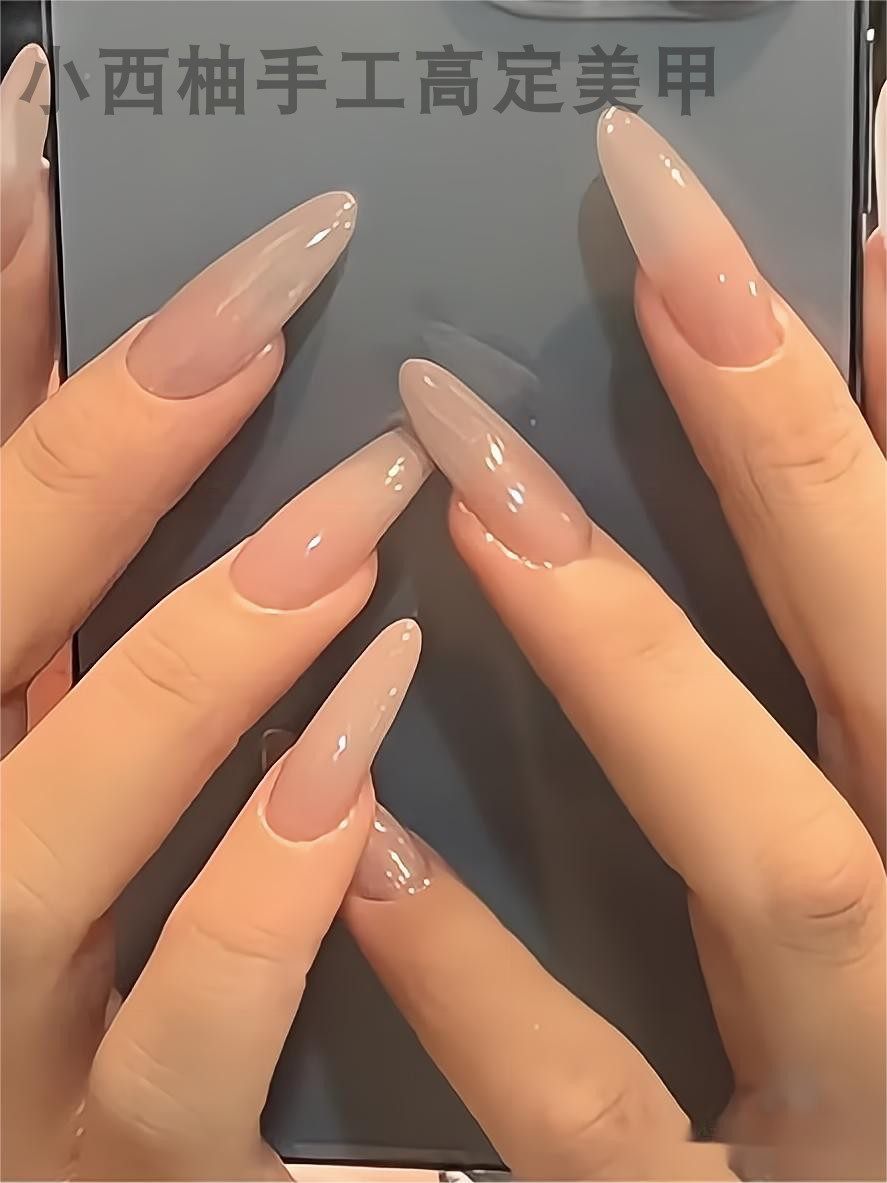 纯手工定制甄嬛裸色美甲美甲贴片
