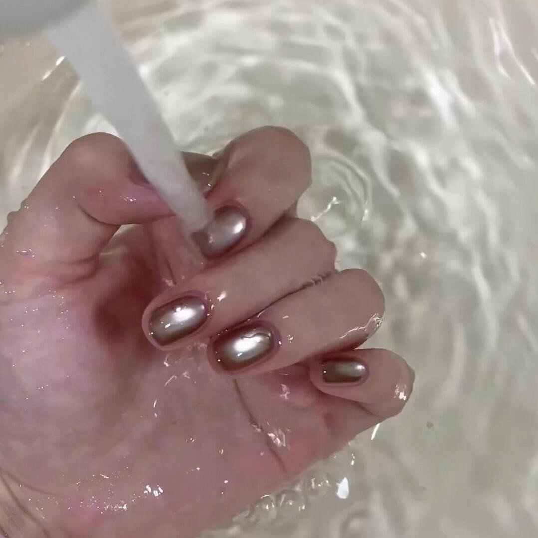 【银褐】10片纯手工定制银褐水光猫眼纯手工穿戴甲美甲贴片,彩妆/香水/美妆工具,穿戴甲/甲片,淘宝优惠券,粉丝福利购,淘宝优惠卷