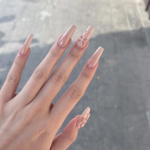 纯手工穿戴甲裸粉色克罗心十字架美甲欧美辣妹高级感指甲贴片可拆