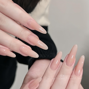 【华妃摸脸】纯手工穿戴甲法式裸粉色纯欲简约高级感温柔显白美甲