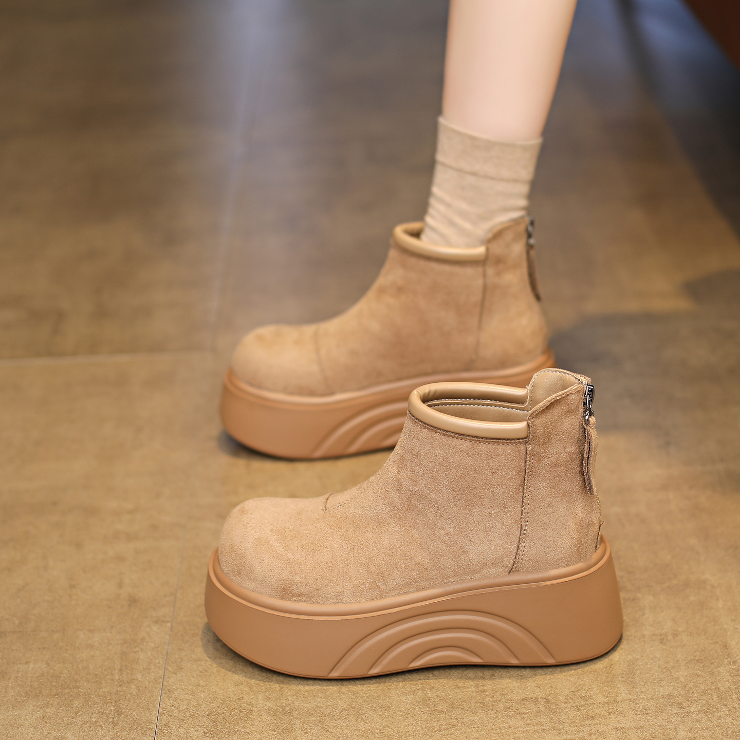 厚底增高马丁靴女勃肯雪地靴棉鞋