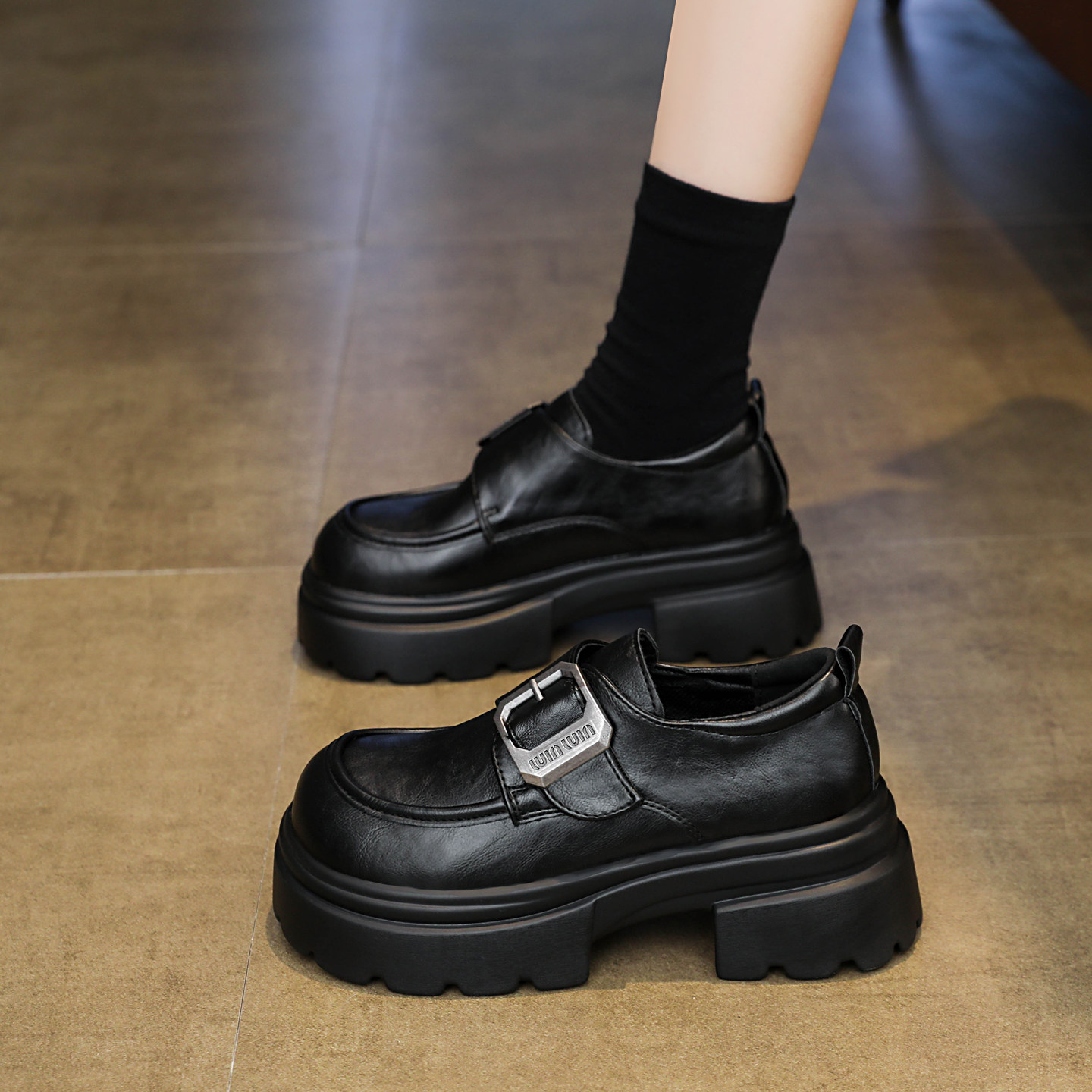 英伦风高跟小皮鞋女2026春季新款百搭鞋子松糕厚底单鞋增高乐福鞋,女鞋,深口单鞋,淘宝优惠券,粉丝福利购,淘宝优惠卷