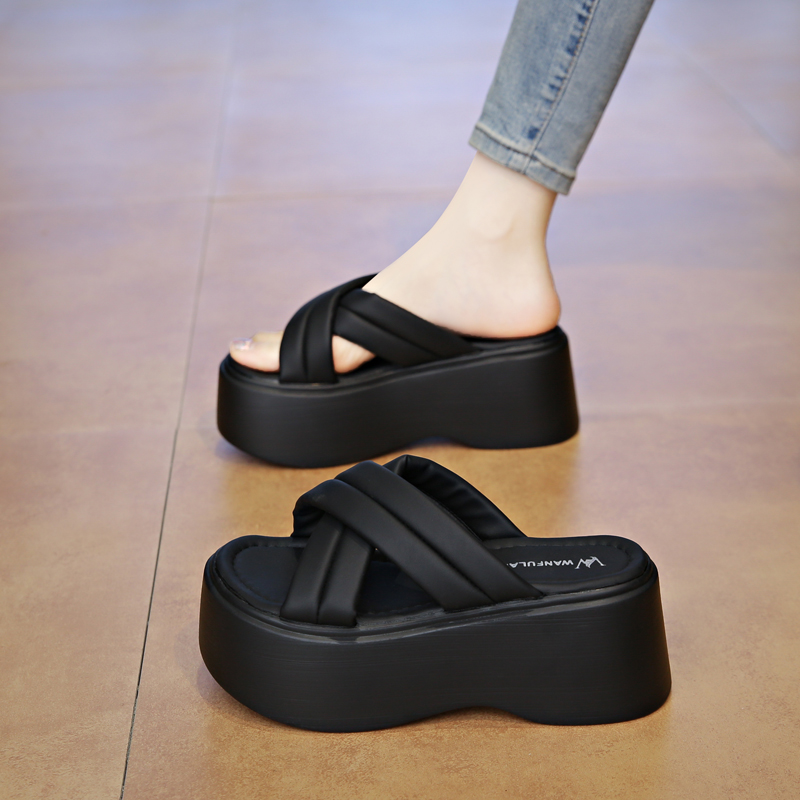 厚底凉拖鞋女外穿高跟配裙子沙滩