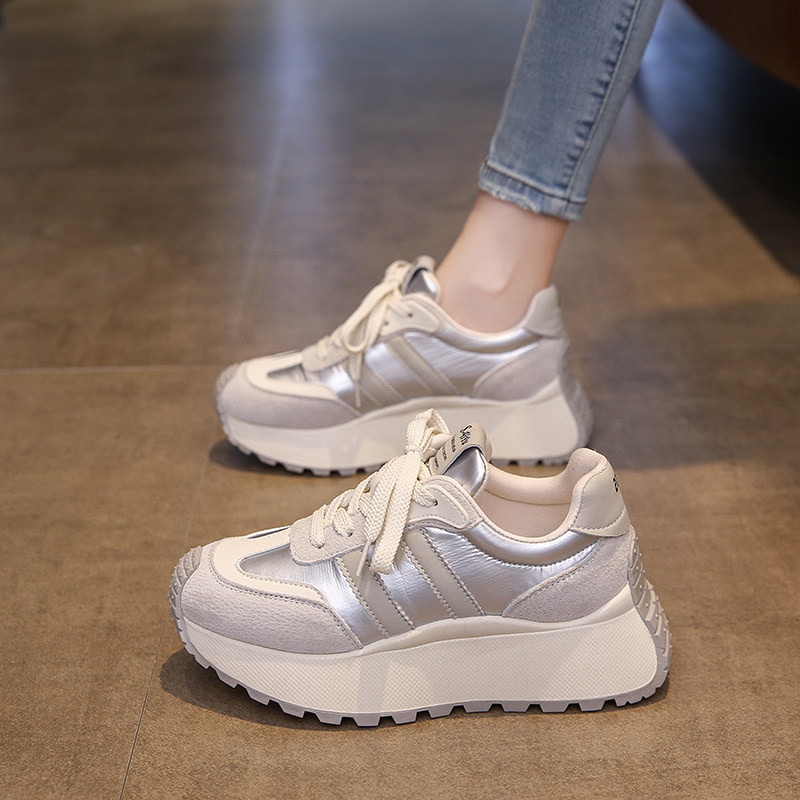 厚底增高老爹鞋女款2025春季新款百搭银色爆款超火休闲阿甘运动鞋,女鞋,时尚休闲鞋,淘宝优惠券,粉丝福利购,淘宝优惠卷