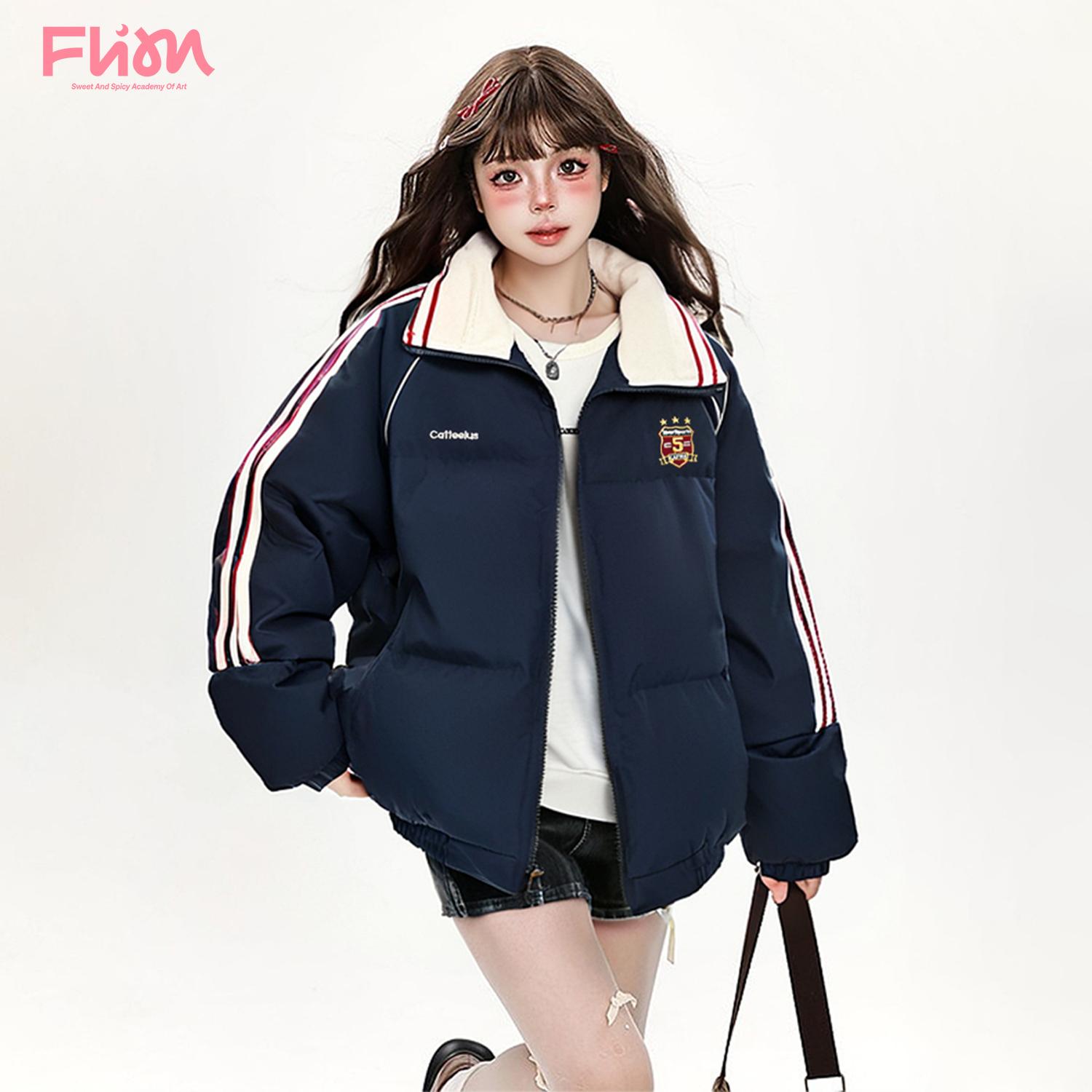 FLIM美式撞色双拉链棉衣