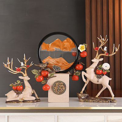 树脂祝福现代中式客厅婚房鹿摆件