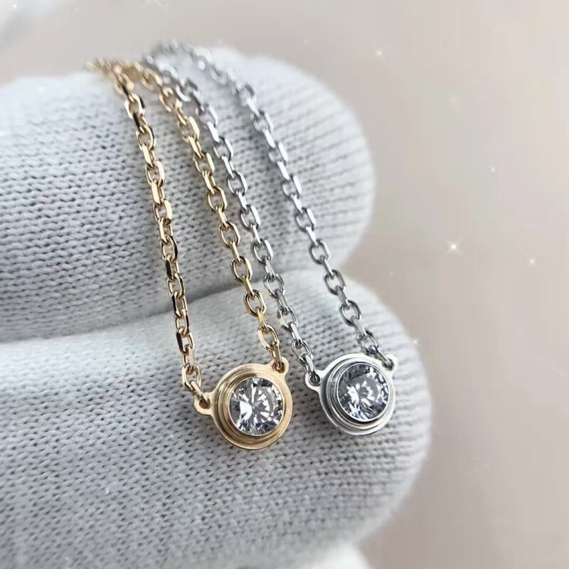 简约飞碟双层泡泡项链mini钻