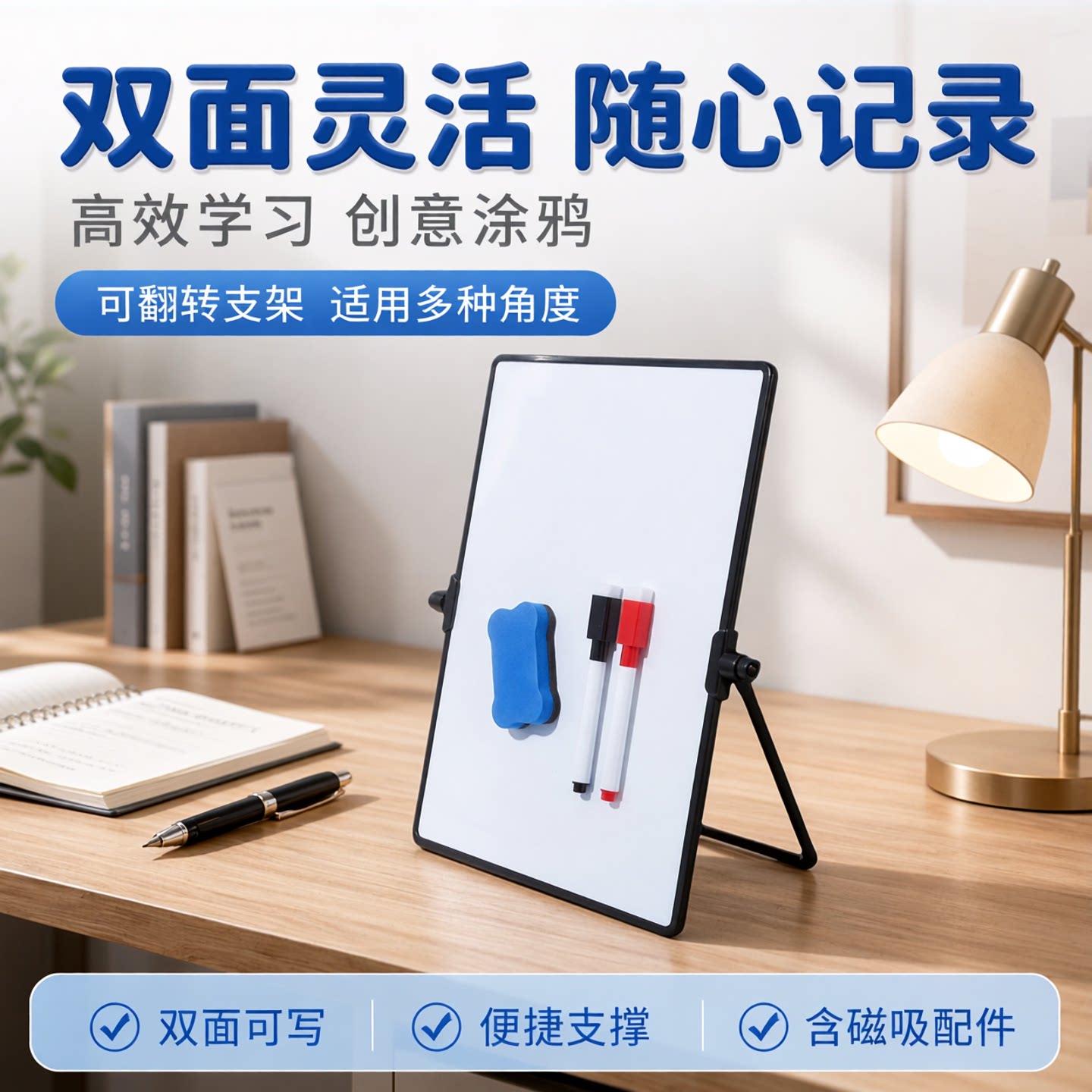 支架可翻转双面可擦小白板