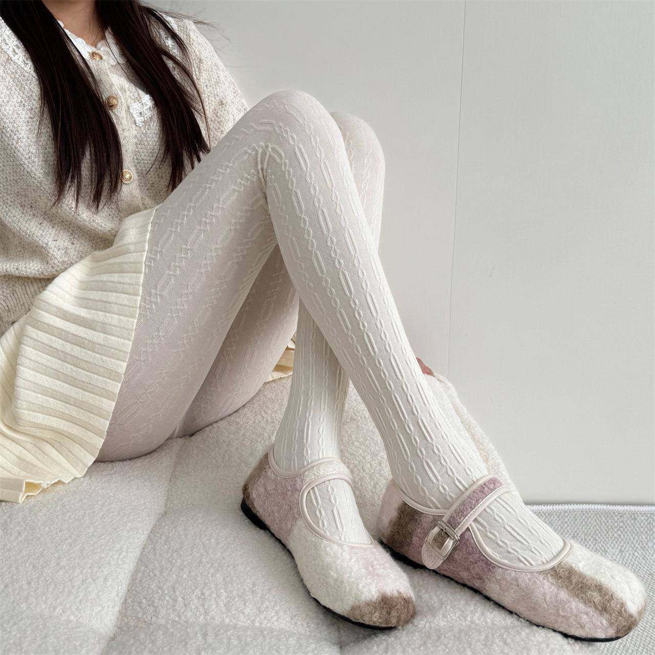 秋冬复古链条麻花条纹恒温轻压力瘦腿打底连裤袜简约百搭棉美拉德,女士内衣/男士内衣/家居服,连裤袜/打底袜,淘宝优惠券,粉丝福利购,淘宝优惠卷