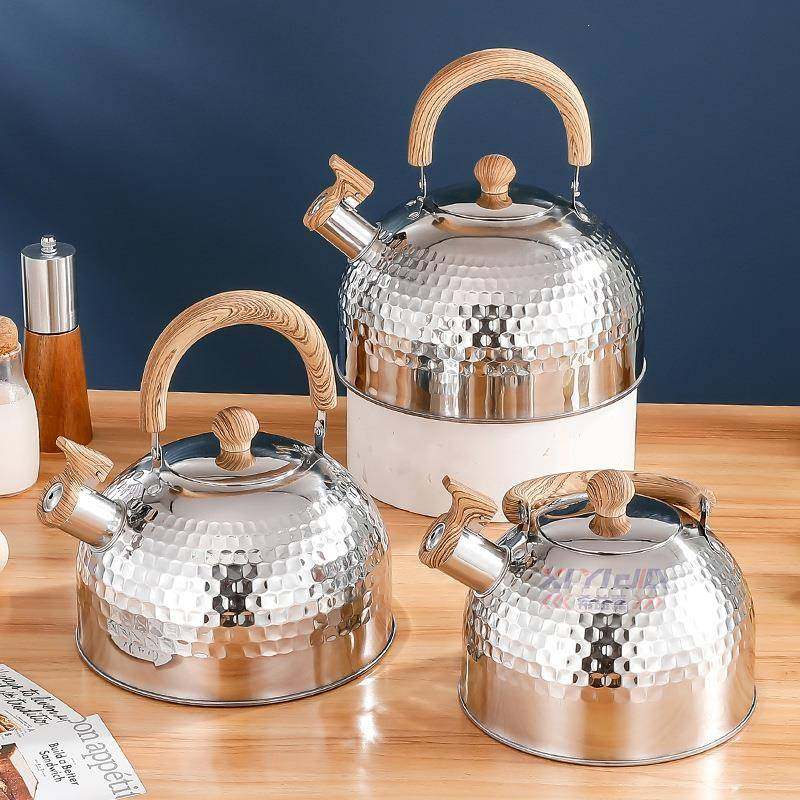不锈钢鸣音壶平底家用鸣烧水壶锤纹复古木柄大容量口哨壶,厨房/烹饪用具,烧水壶,淘宝优惠券,粉丝福利购,淘宝优惠卷