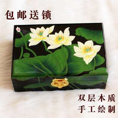 首饰盒木质复古多层带锁漆盒a大首饰盒新娘结婚嫁妆