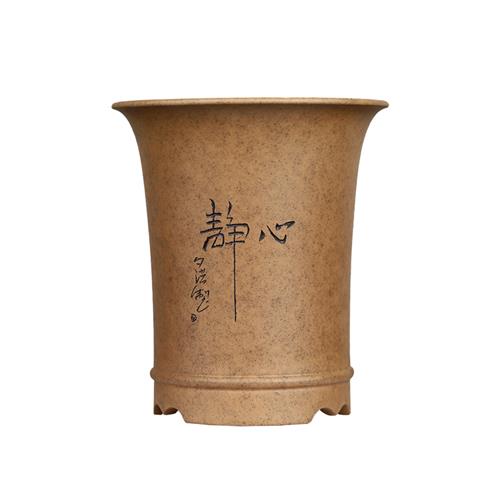 秦夕洪紫砂兰花盆宜兴精品段泥柴烧透气翠盖荷建兰花专用植物桌面
