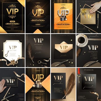 29套 VIP卡片邀请函优惠劵金色海报PSD分层设计素材