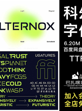 6款未来科幻机能电竞游戏品牌标识广告海报封面标题TTF英文字体