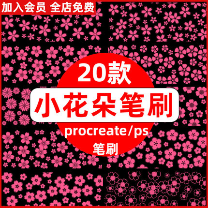 桃花樱花梅花花朵花瓣飘落散落洒落婚纱摄影procreate/ps笔刷素材