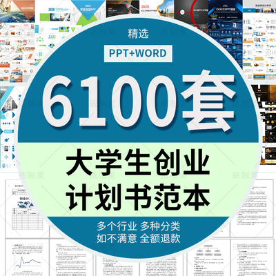 大学生创新创业计划书ppt模板范文 商业策划项目科技青春word范本