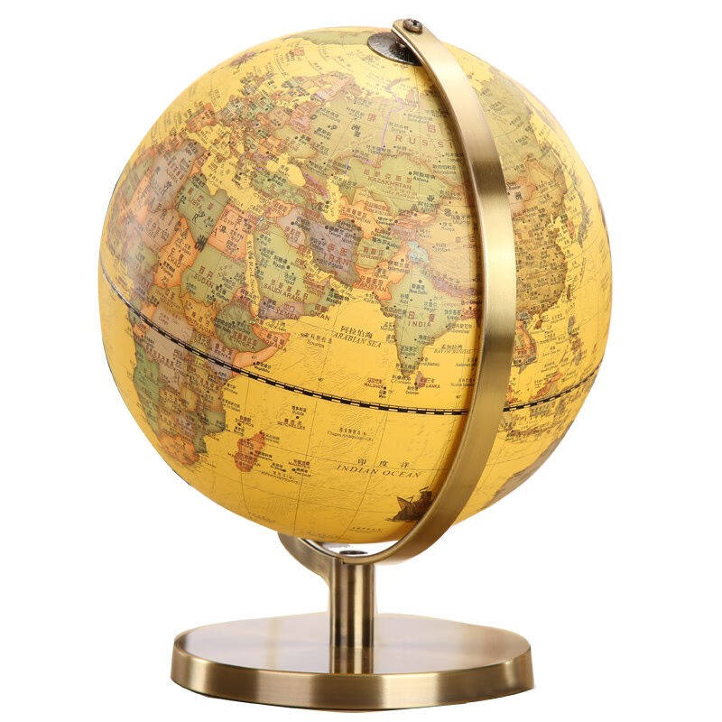 志诚32CM大仿古高清地球仪学生用复古金属台灯2021教学中英文25CM