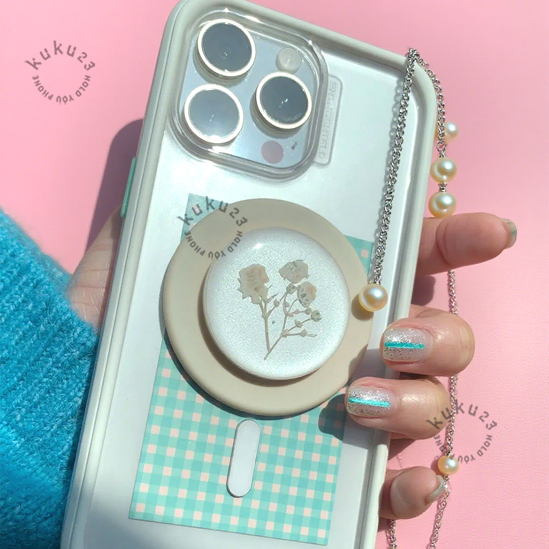 干花满天星泡泡手机磁吸支架小清新春夏气囊可旋转防摔pps背贴