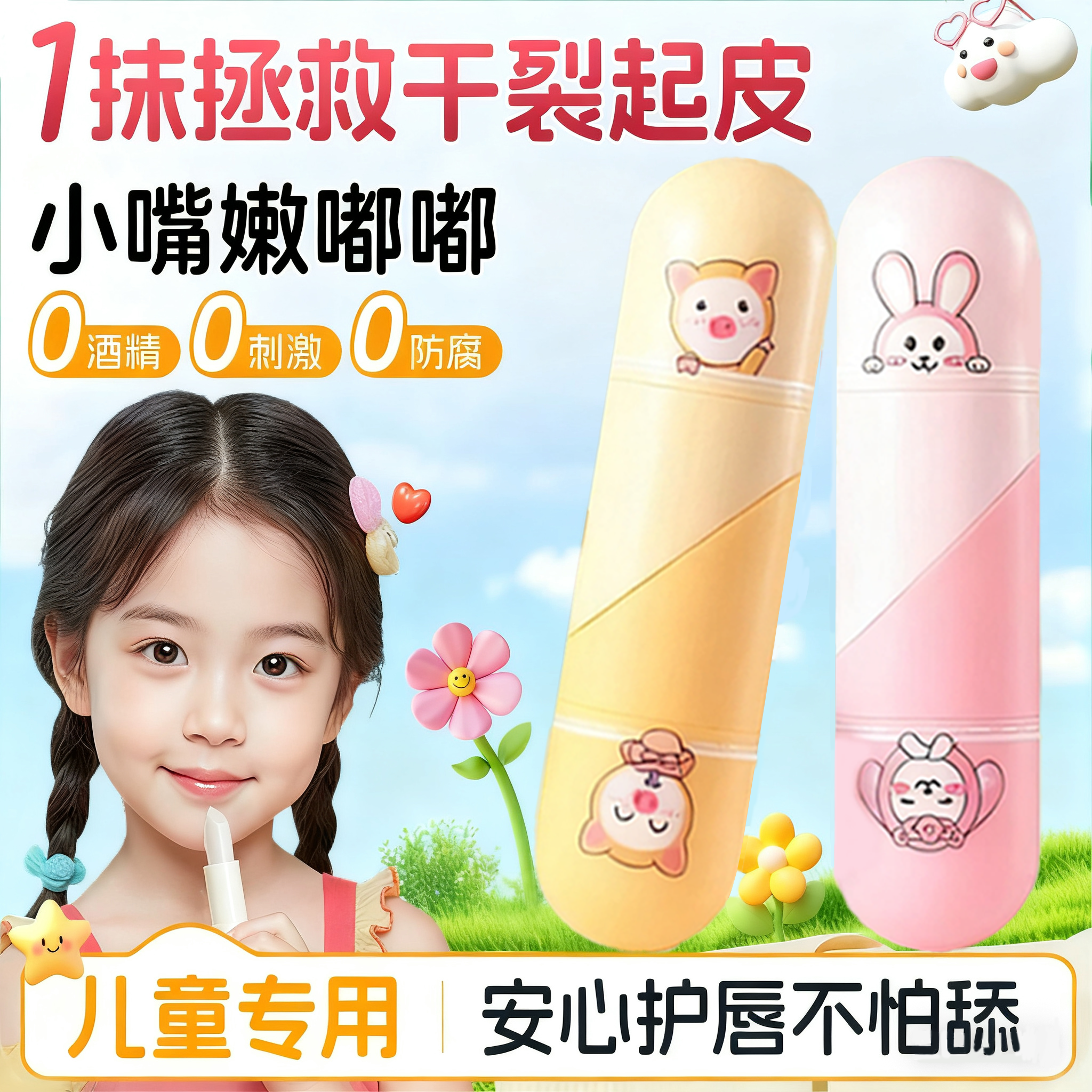 儿童润唇膏小女孩专用食品冬季滋润保湿级无添加护嘴唇防干裂脱皮