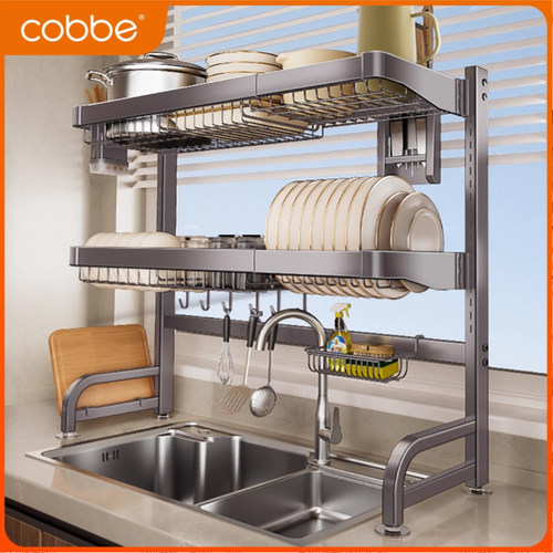 卡贝厨房置物架水槽碗架304不锈钢放碗盘沥水架多功能碗碟收纳架