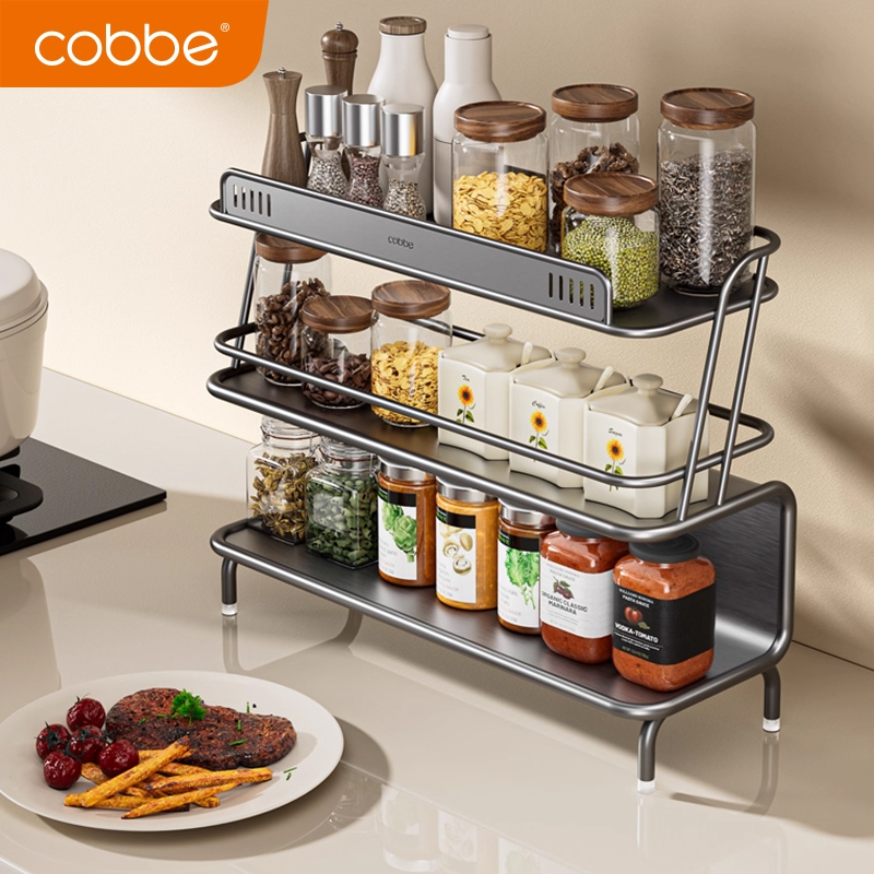 卡贝2025新款厨房置物架多层调味料用品家用不锈钢台面多功能收纳
