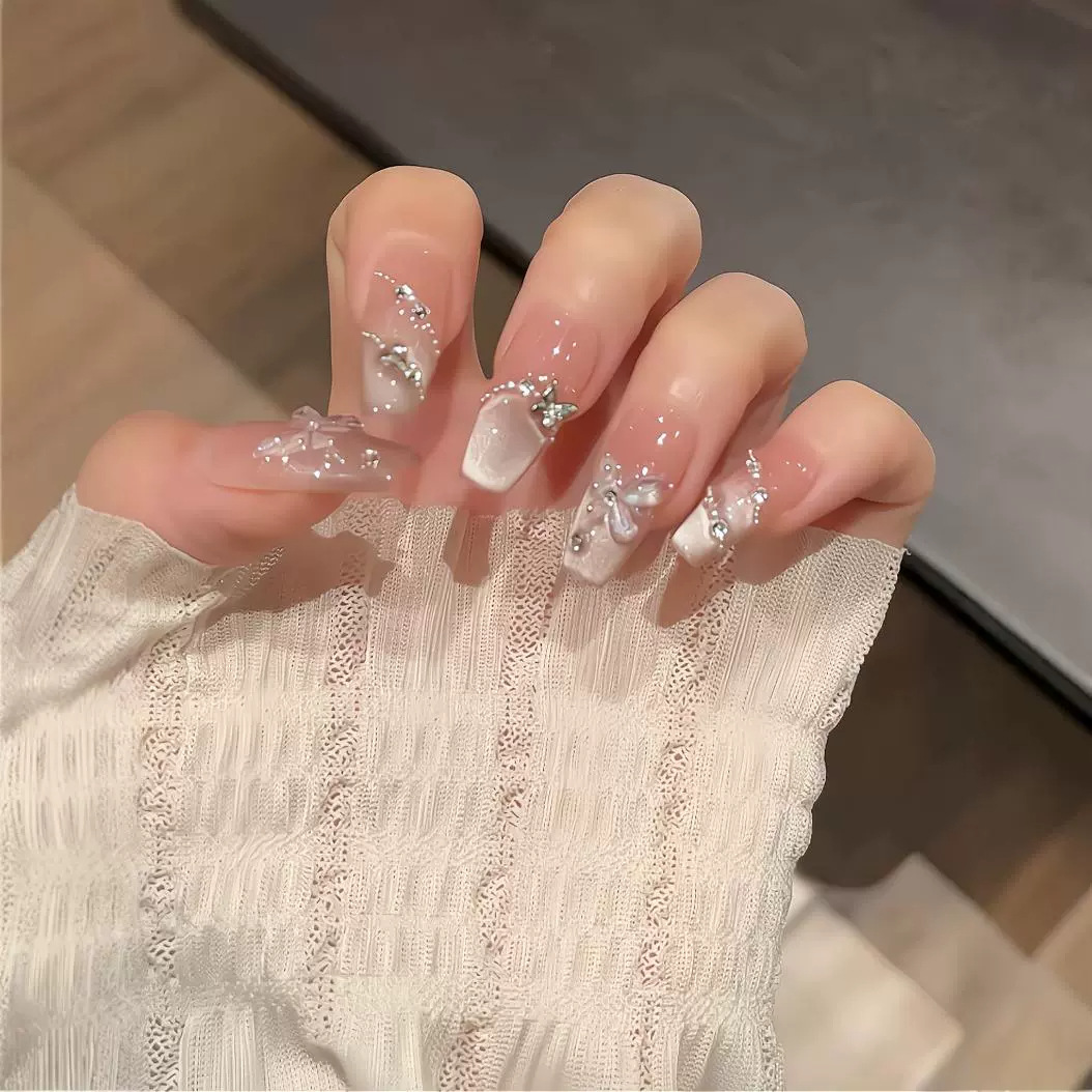 美甲穿戴甲中长款纯手工