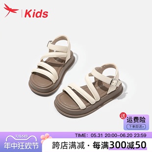 新款 红蜻蜓女童鞋 2023夏季 中大童宝宝软底 子儿童休闲罗马凉鞋 夏款