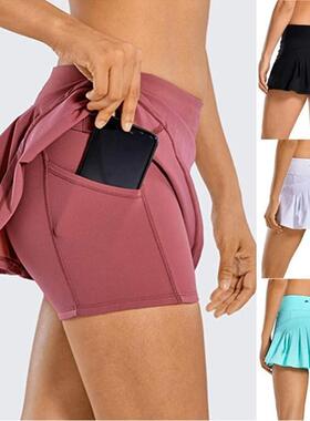 Shorts Culottes Mid-Waist Sports Pocket Tennis Culottes