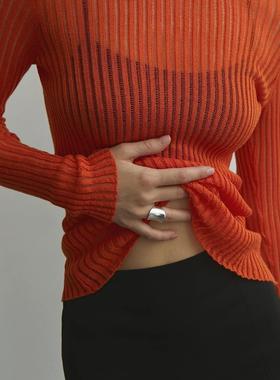 womens springsummer long sleeved round neck thin breathable