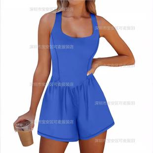athletic rompers running playsuits sleeveless cross solid