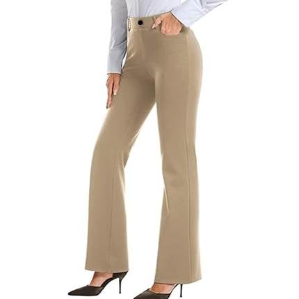 pull-on formal business work pockets pants office Womens