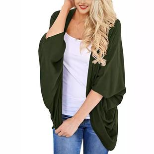 Sleeve Sun Color Protection Top Clothing Bat Solid Loose