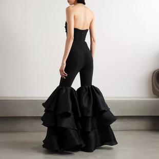 Fashion Tube Top Bandage Pants Womens Cake Banquet Jumpsuit