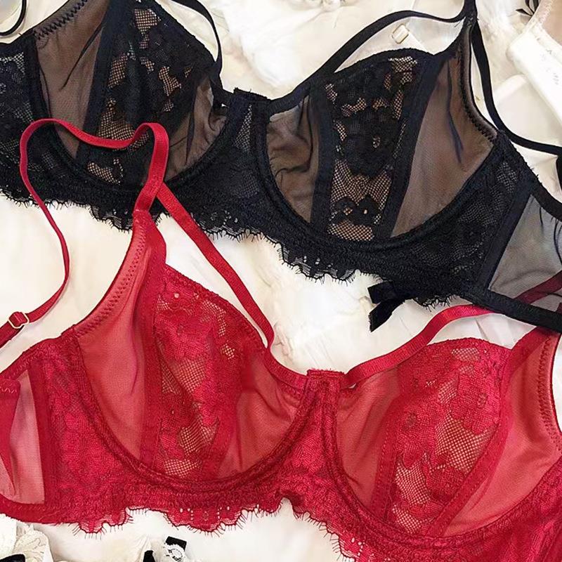 Set Underwear Princess Gathered Lace Bra Pad Cotton Thin