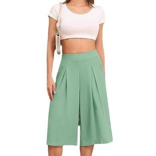 Lightweight Capri Waist Pants High with Loose Pockets