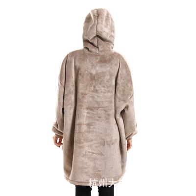 Plush lazy blanket hooded blanket double-layer fleece large