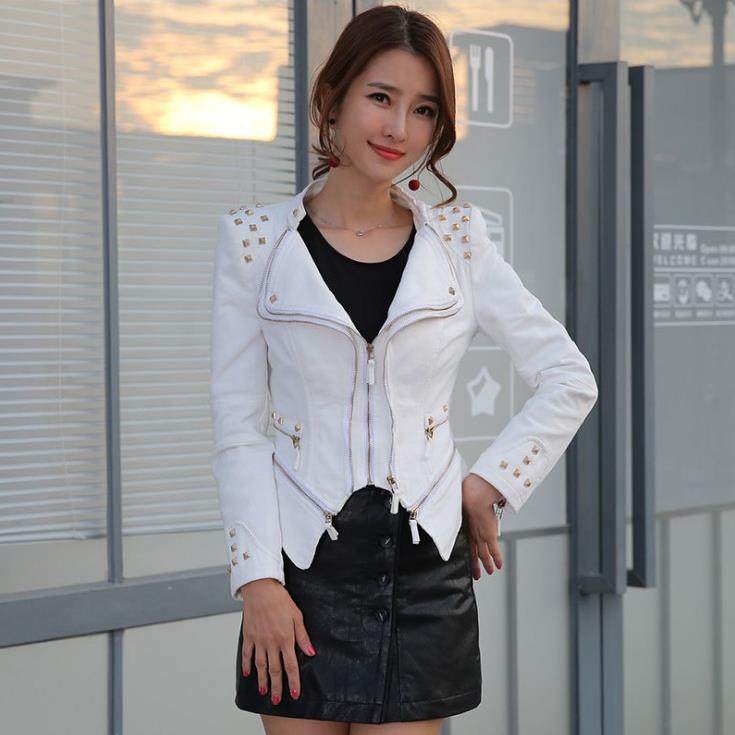 Zippered Fit Shrug Rivet Denim Jacket Shoulder Slim Short