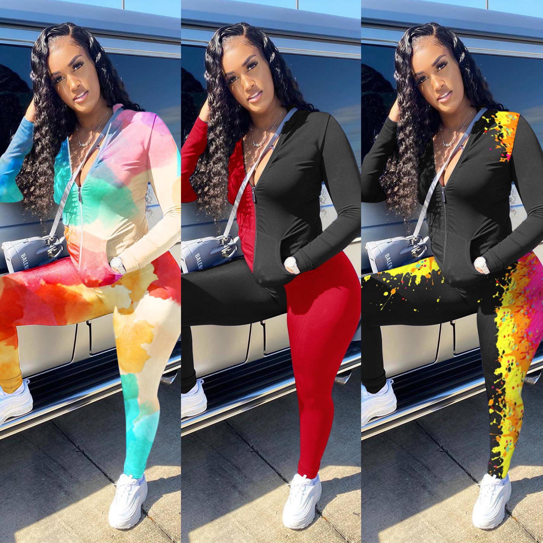 clothes nightclub suit two-piece sweatshirt pants long and