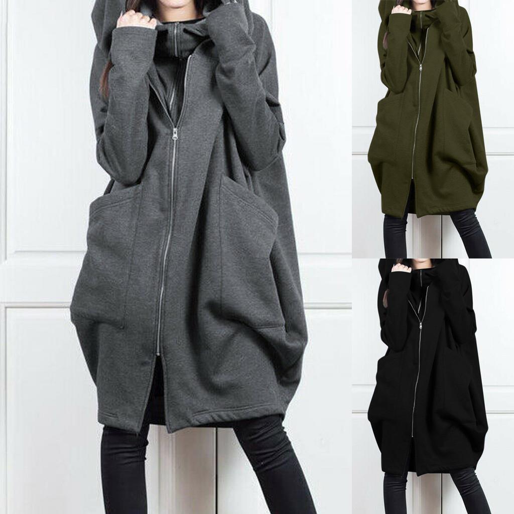 women for sweatshirt hooded loose and pockets with jacket